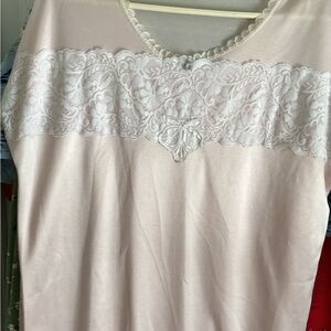 Classic Lace-Trim Nightgown in Light Pink
